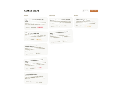 Kanban Board UI brown clean design figma framer kanban board minimal serif ui kit warm