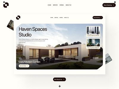 Haven Space - Creative Agency Web Design agency brand identity branding design figma graphic design illustration interior design landing page light mode logo minimalism mockup modern typography ui ux web web design website