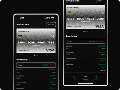 BankTrack Virtual Card design dribbble figma finance fintech product design ui uxui virtual card