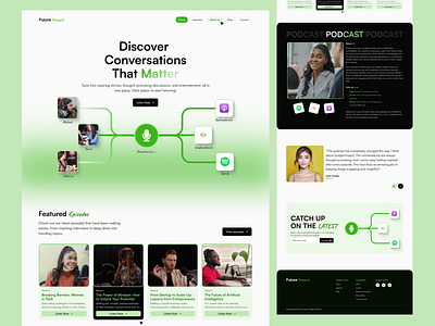 Podcast Web Design (Future Forward) branding graphic design green landing page ui ux web design