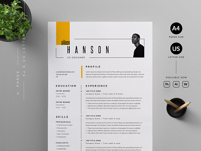 Resume/CV cover letter cv template design illustration professional resume ui us letter vector word