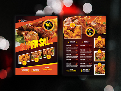 FastFood restaurant menu double page template design. burger