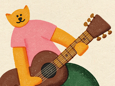 Boogie woogie 🐈 art cat character doodle fun guitar illustration rocker texture