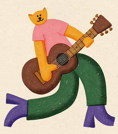 Boogie woogie 🐈 art cat character doodle fun guitar illustration rocker texture