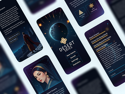 "Desert Skies" mobile game UI graphic design ui