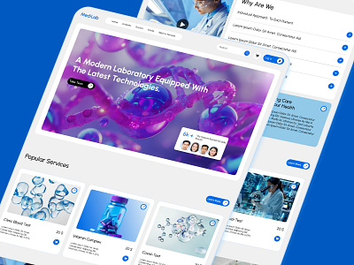 Laboratory website landing page 3d branding graphic design ui