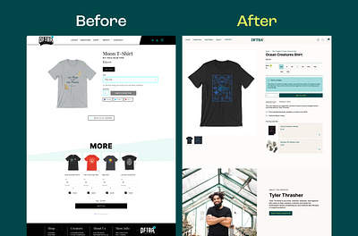 PDP Redesign Comparison ✦ DFTBA apparel brand clothing brand clothing brand redesign design design agency ecommerce redesign shopify agency shopify design shopify development ui website redesign