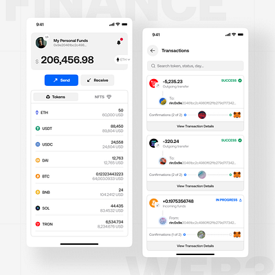 Web3 Finance App ai app design clean crypto finance fintech fintech app minimal mobile app design mobile design product design startup tech ui design web3 web3 app