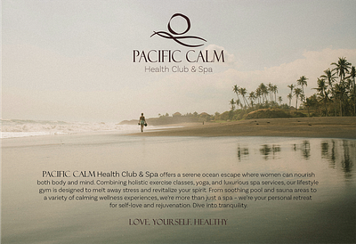 PACIFIC CALM Health Club & Spa branding business card graphic design logo products