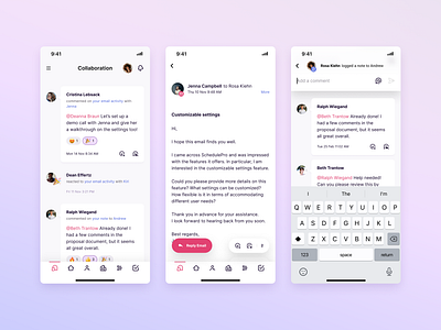 Copper Mobile - Collaboration feed, email, and comments comments design email feed minimalistic mobile team ui ux