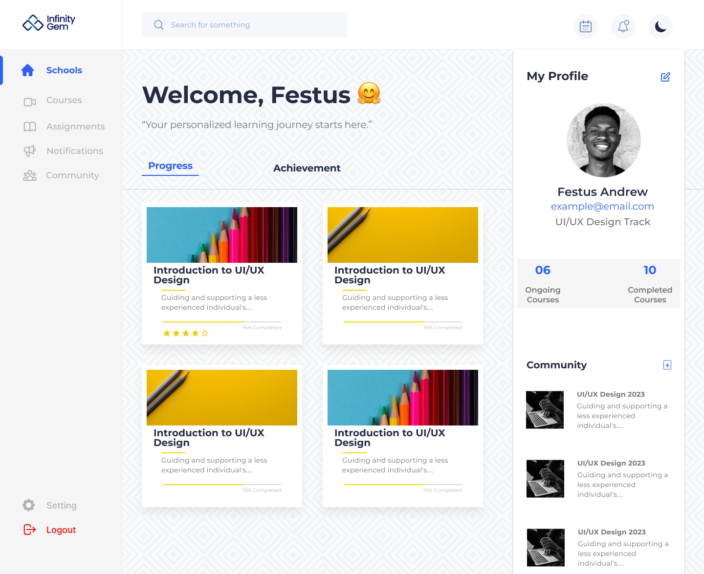 Student Dashboard 3d branding dashboard design designer graphic design logo motion graphics student ui ui ux uiux design