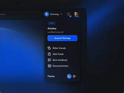 Profile Dropdown Experiment dark blue theme dark theme dark ui dashboard dropdown dropdown ui landing page perfect panel theme perfectpanel theme profile saas smm smm panel smm panel template smm theme ui ui design uidesign uiux