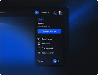 Profile Dropdown Experiment dark blue theme dark theme dark ui dashboard dropdown dropdown ui landing page perfect panel theme perfectpanel theme profile saas smm smm panel smm panel template smm theme ui ui design uidesign uiux