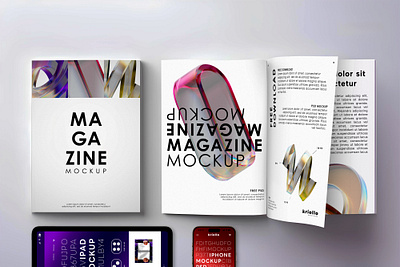 Magazine with device download free kriollodesign mockup psd