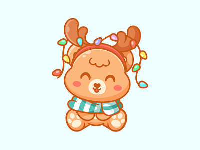 Bear 🐻 🤶 animal bear cartoon character christmas cute deer happy icon illustration lamp logo mascot sale vector winter x mas