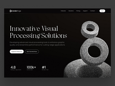 RenderForge - Web Design Concept 3d 3d illustration circles dark design graphic design illustration layout minimal noise render technology ui ui design ux ux design visual web web design website