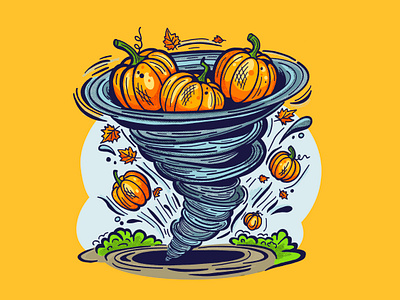 Stormy with a chance of pumpkins autumn cartoon chucking design digital drawing drawing fall funnel hand drawn illustration illustration art illustrator pumpkin pumpkins seasonal storm stormy tornado twister weather