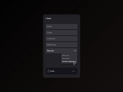 Farm report menu mobile agriculture branding darkmode design graphic design ui ux website