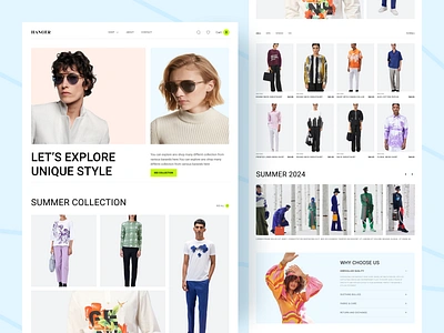 Hanger E-commerce Fashion Web cloth store clothing e commerce design ecommerce shop fashion fashion brand fashion website landing page marketplace product cart shopify shopify template shopping shopping app ui ux web design website