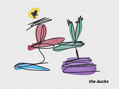 the ducks illustration illustrator line drawing nature pastel photoshop