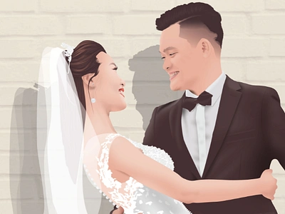 VECTOR PORTRAIT artwork cartoon couple creative graphic design illustration illustrator marriage pentool portrait realistic vector portrait wedding