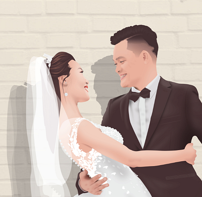 VECTOR PORTRAIT artwork cartoon couple creative graphic design illustration illustrator marriage pentool portrait realistic vector portrait wedding