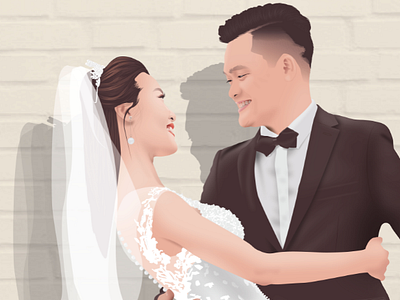 VECTOR PORTRAIT artwork cartoon couple creative graphic design illustration illustrator marriage pentool portrait realistic vector portrait wedding