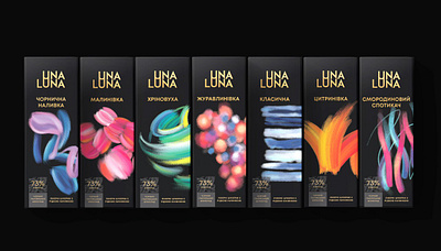 UNA LUNA. Liqueur chocolate collection. Packaging design alcoholic candies art branding chocolate candies chocolate packaging graphic design logo package sweet candies