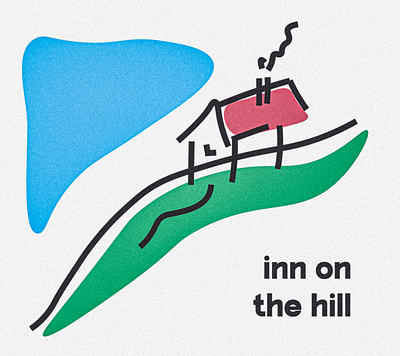 inn on the hill illustration illustrator line drawing pastel photoshop