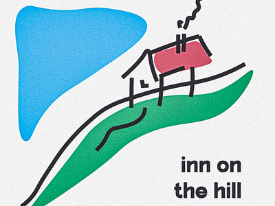 inn on the hill illustration illustrator line drawing pastel photoshop