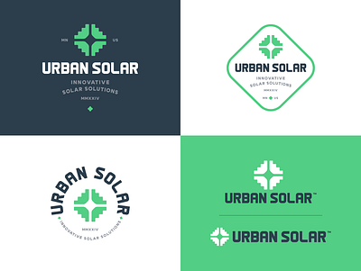 Urban Solar Logo 2 brand identity branding graphic design logo logo design logo variations logomark logotype simple logo solar logo urban logo