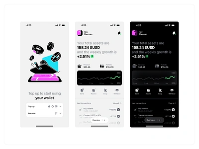 Crybit app – Overview app application crypto app cryptowallet defi defi app fintech fintech app ios app overview portfolio visual identity wallet web3