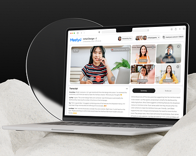 MeetYu - Virtual Meeting ai platform clean ui da dailyui design figma meet meeting assistant product design transcript ui uiux video call video chat virtual virtual meeting website zoom