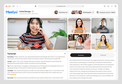 MeetYu - Virtual Meeting ai platform da dailyui design figma machine learning meet meeting assistant product design ui uiux video chat virtual virtual meeting website zoom