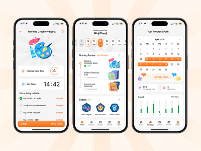 Ritmo - Daily routine and goal tracker clean fun gamification gamify goals habit hidaytama orenji tracker ui