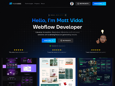 Matt Vidal • Web Design Portfólio 2024 portfolio saas ui ui design ux design webflow
