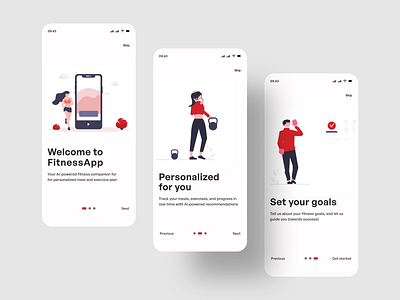 Onboarding process for an AI based fitness app ai design fitness onboarding ui