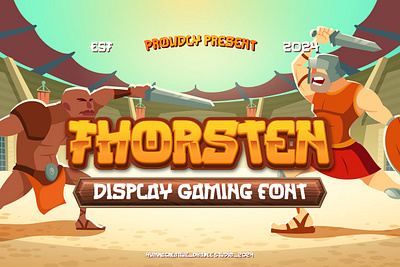 Thorsten – Display Gaming Font design display fight font fun games gaming greek illustration kids modern new play retro rome trend typeface typography vintage web