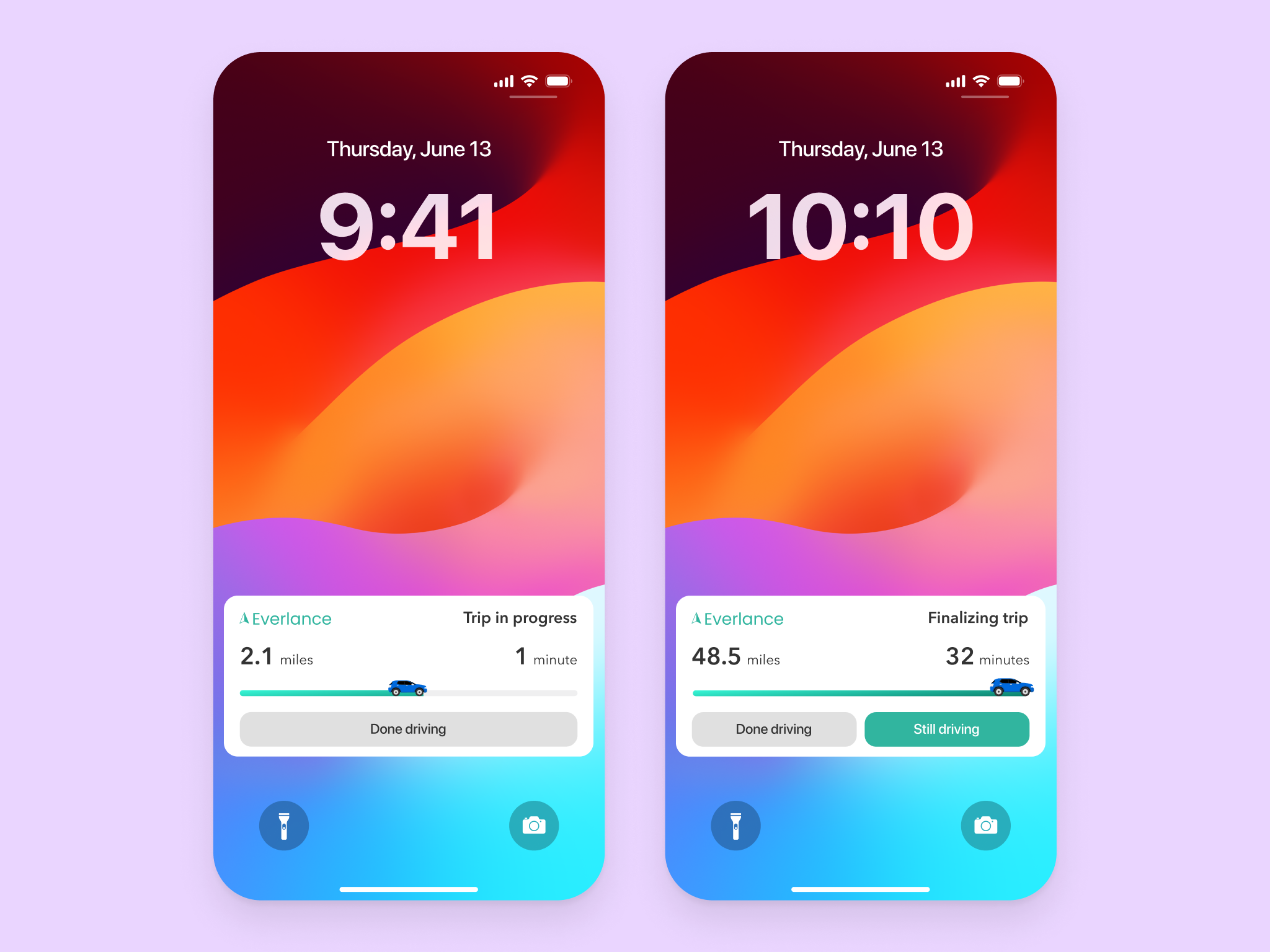 Everlance iOS Live Activity apple everlance ios live activity mobile app native mobile product design ui user experience ux
