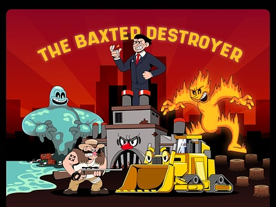 The Baxter Destroyer - Character Design adobe illustrator cartoon character character design design game design graphic design illustration retro illustration rubberhose vector