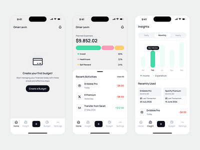 Personal Spending Tracker - Mobile App apps b2b branding design digital banking finance interface mobile mobile banking money management saas spending tracker ui uidesign uiux wallet