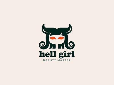 Hell girl character demon devil evil girl halloween hell horror logo logotype minimalism scary