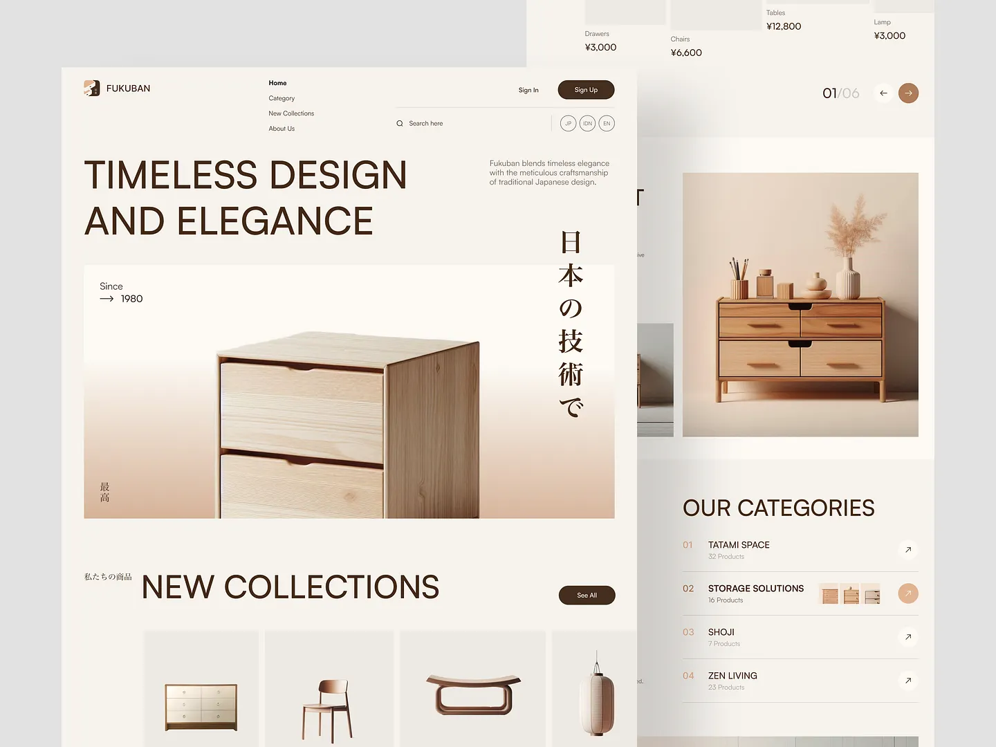 Elegant Japanese Furniture Website Design