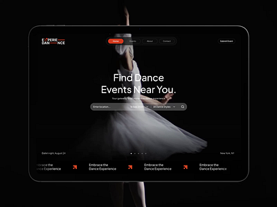 Experience Dance - Landing Page application ballerina ballet branding dance design event flat graphic design illustration interface live logo ui vector