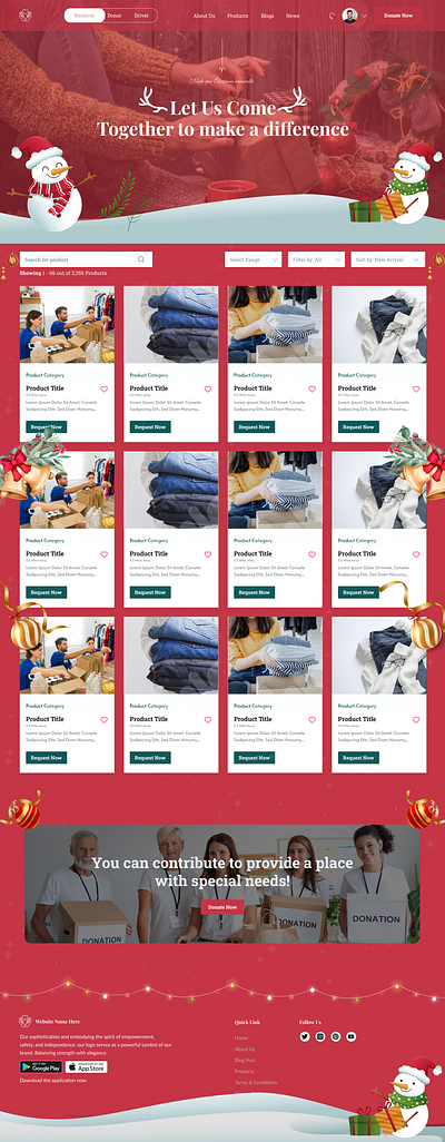 Christmas-themed look and feel for a product listing page