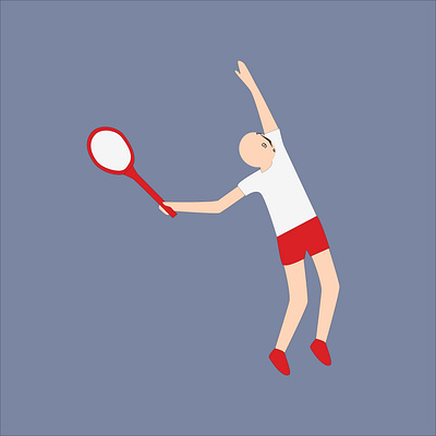 man playing tennis by jumping poster