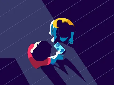 Kids playing with smartphone graphic design illustration vector