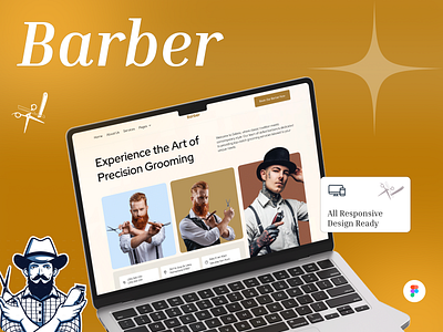 Barber Shop Website barbe barber shop barbers barbershop beard beauty saloon figma hair haircut hairstylist homepage landing page saloon ui ui design uiux ux web site webdesign website