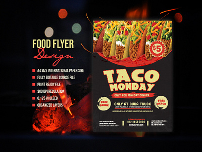 Mexican restaurant food flyer design template. spanish food