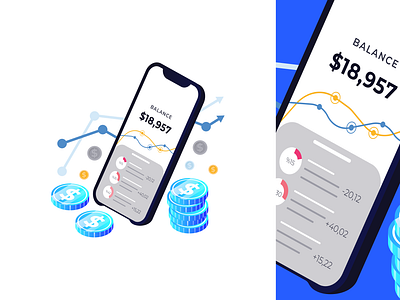 Banking 💷 balance illustration coins finance illustration fintech illustration illustration mobile app mobile app illustration mobile illustration money money illustration website illustration